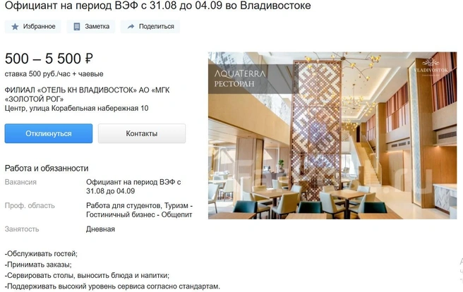 За 5 дней до 100 тысяч рублей: какую подработку предлагают на Восточном экономическом форуме и сколько за что обещают